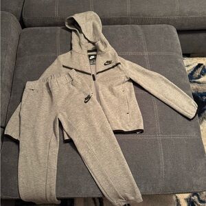 Nike tech Heather Gray Hoodie and Joggers Set